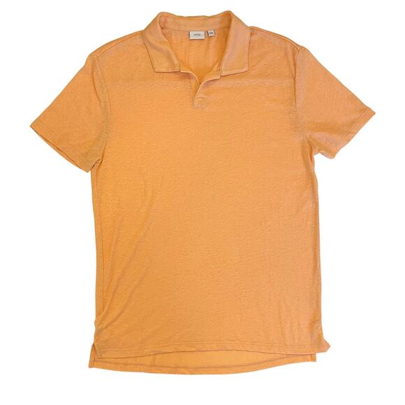Onia Shawn Linen Polo Mens Medium Orange Short Sleeve - Picture 2 of 9